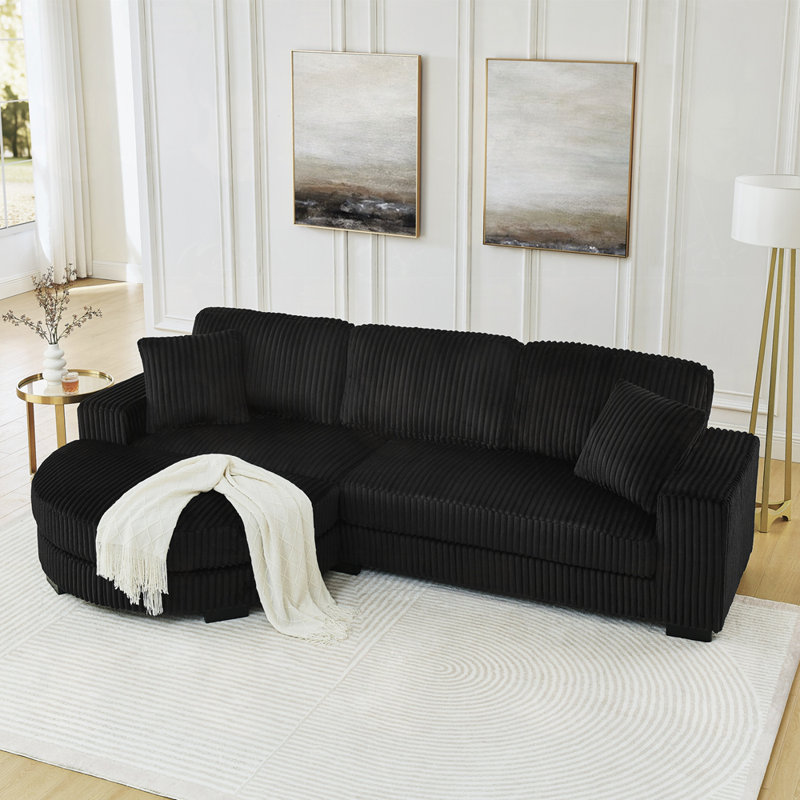 Canapé modulaire en L convertible, Noir