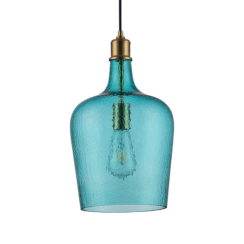 Lonie LT blue glass with gold iron fixture