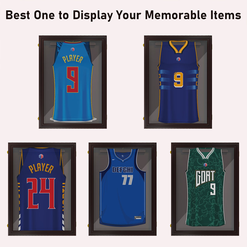 Cherry Brown Lockable Wall Mounted Jersey Display Case