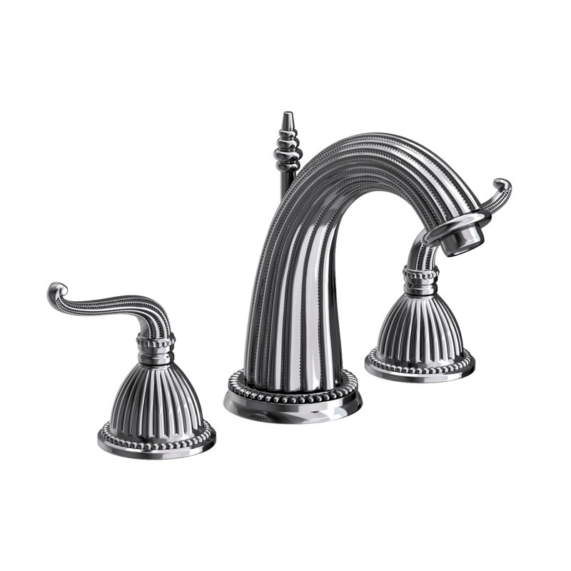 Alexandria Widespread Bathroom Faucet with Drain Assembly, Midnight Chrome