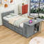 Lit plateforme simple en bois avec lit gigogne et bureau-1696667252