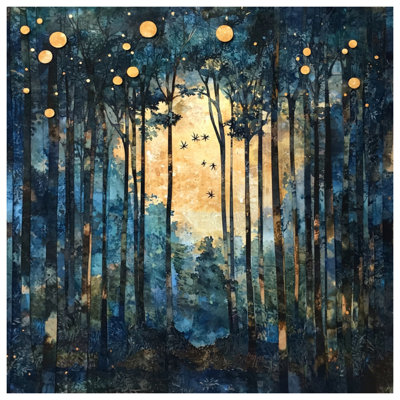 Abstract Forest Moonlight Shower Curtains Extra Long