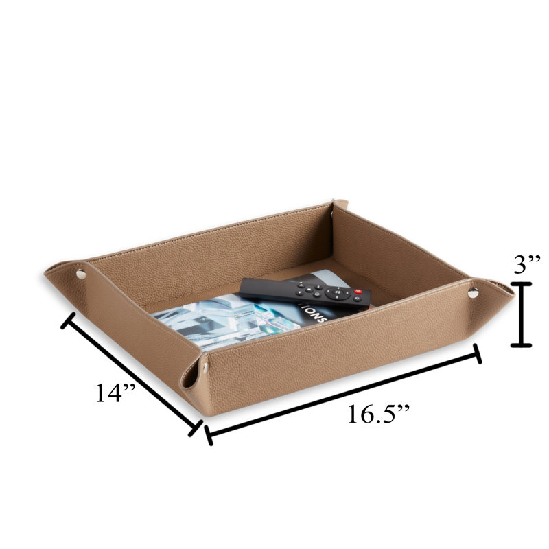 Plateau en cuir Elisea, Bois beige