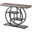 Console industrielle de 41,3 po, canapé gris à 4 niveaux avec cadre métallique circulaire unique et tablettes de rangement, table d'appoint étroite pour le salon, le couloir et le vestibule