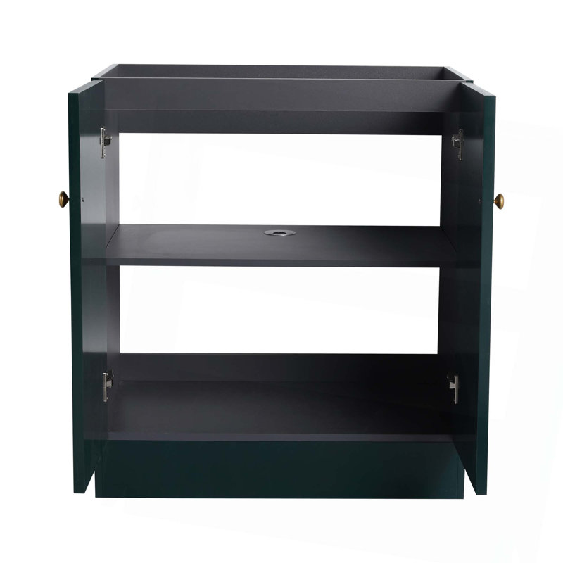 Meuble-lavabo de salle de bain autoportant 30 po et 2 portes d'armoire à fermeture en douceur, sans le lavabo, Vert foncé