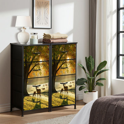 4 Drawer Dresser for Bedroom, Narrow Chest of Drawers, Wooden Top and Study Iron Frame 18"x37.5"-(WxH)