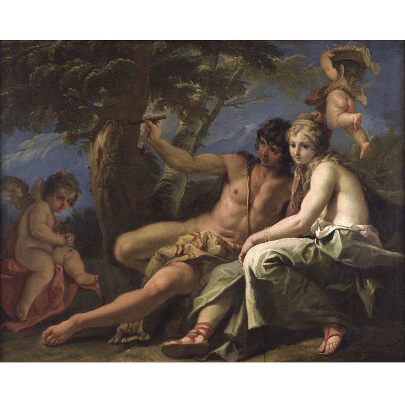"Angelica and Medoro" par Sebastiano Ricci - Toile tendue avec châssis, H 18 po x l 14 po