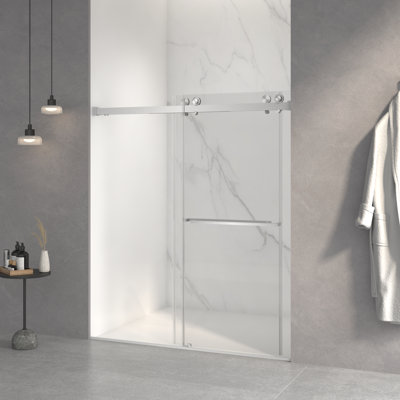 56-60-inch Brushed Nickel Frameless Double Sliding Shower Door