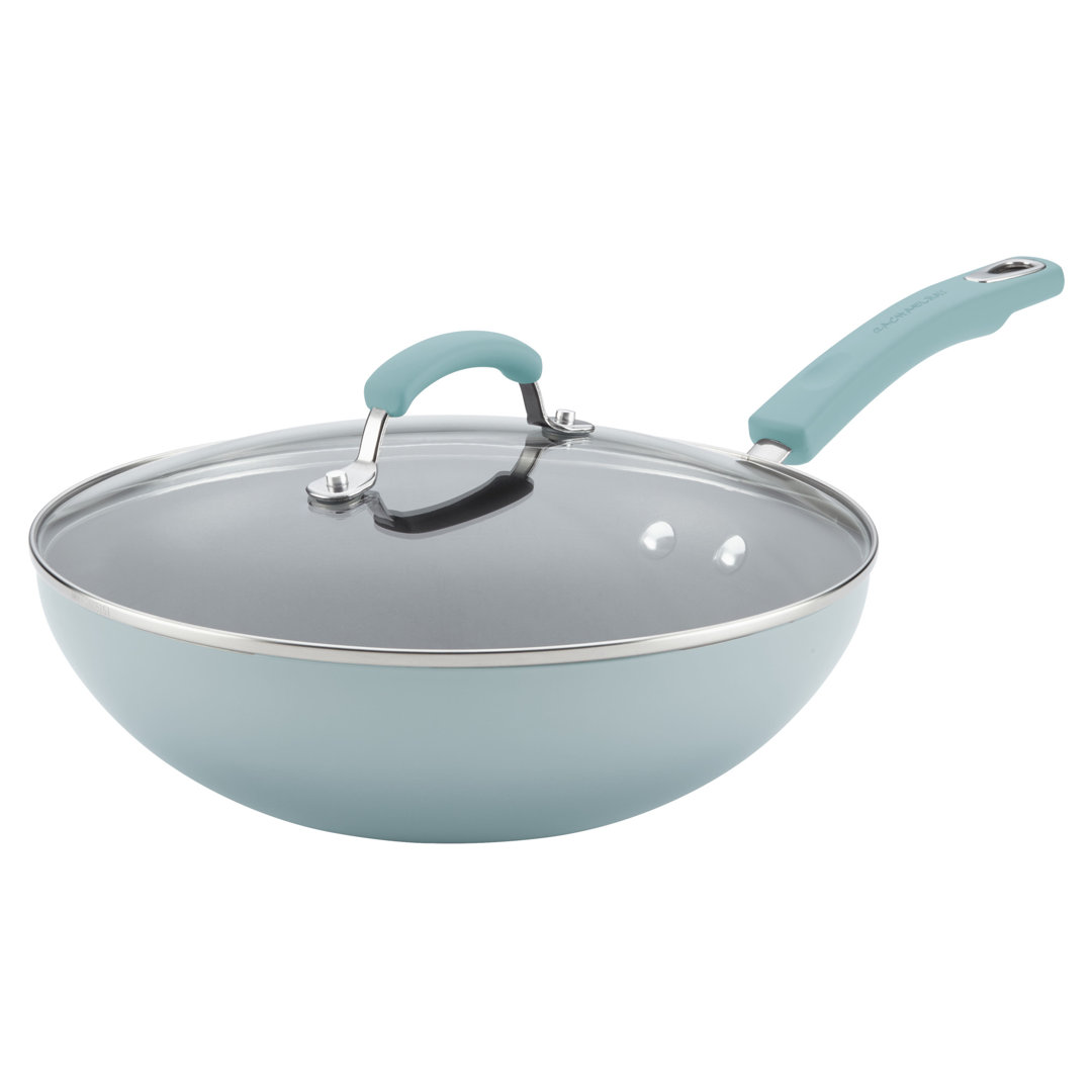 Rachael Ray Classic Brights Nonstick Stir Fry Pan with Lid, 11 Inch - Sky Blue Rachael Ray
