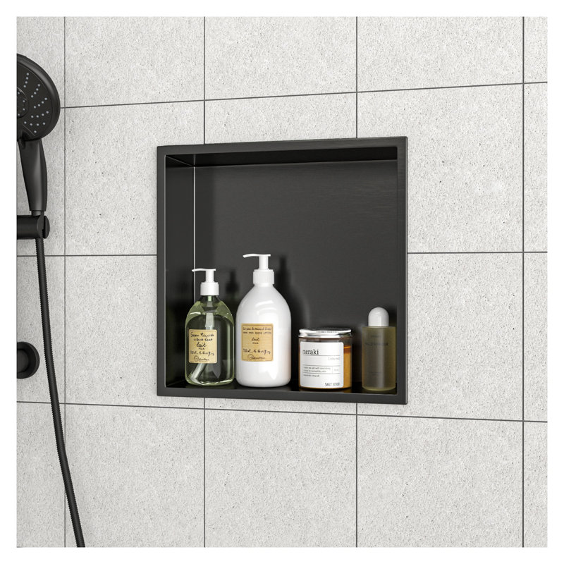 Niche de douche en acier inoxydable noir canon de fusil de 30,5 cm x 30,5 cm avec conception anti-fuite