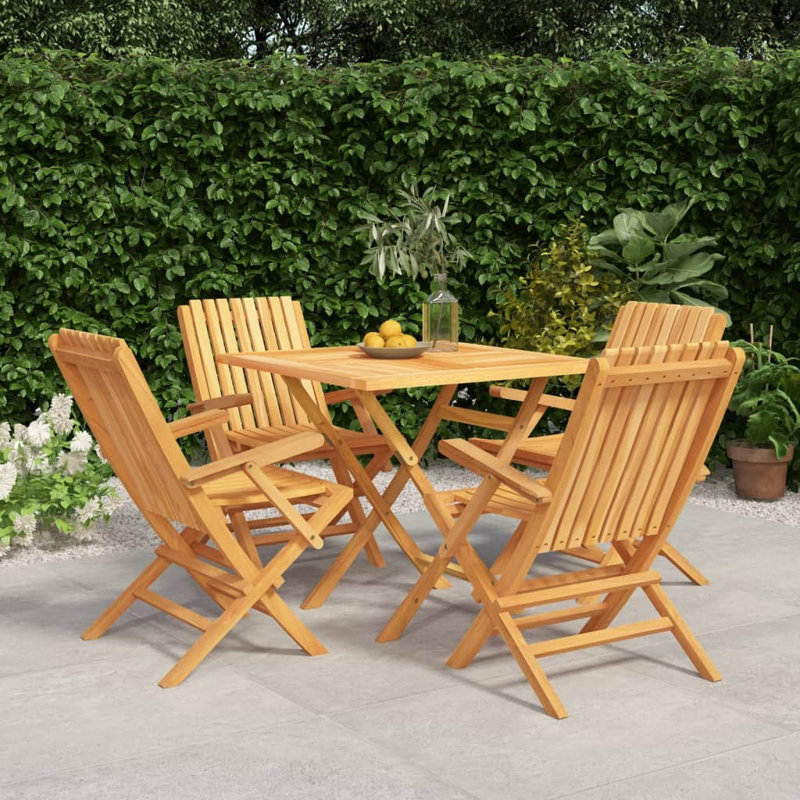 Bescott 4 - Person Teak Patio Dining Set with Square Table