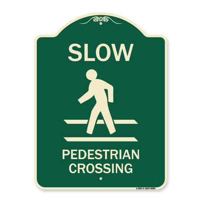 Signmission Designer Series Sign - Slow Pedestrian Crossing | Burgundy 18" X 24" Heavy-Gauge Aluminum Architectural Sign | Protect Your Business & Mun