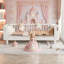Lit plateforme double pleine grandeur avec finition blanc immaculé, parfaitement conçu pour les chambres d'enfants et convenant-613573151-615173694