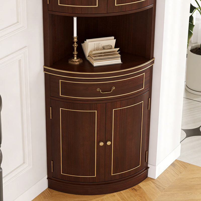 Une armoire d'angle multifonctionnelle et peu encombrante, Marron foncé