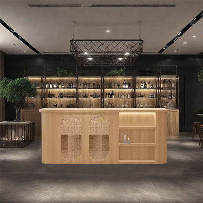 78.74 Inches Bar Counter Front Desk with Single Countertop, Wine Storage, Lockable Drawers by KPXU Bar Counter