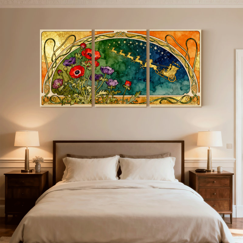 Ensemble de 3 impressions sur toile Art Nouveau, H 18 po x l 36 po