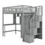 Lit mezzanine simple avec bibliothèque, tiroirs, bureau et garde-robe-994321936