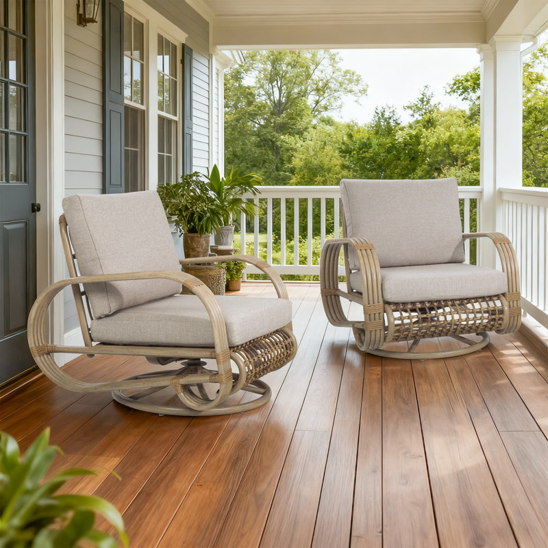 Aluminum Patio Swivel Club Chairs Lounge Chairs With Olefin Cushions (Set Of 2)