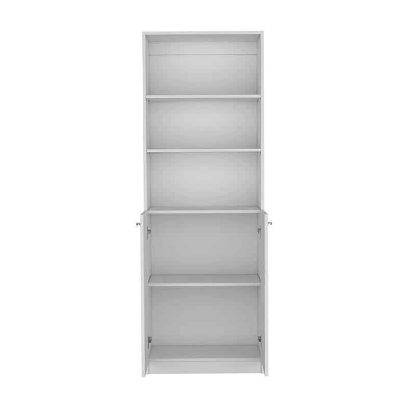 Bibliothèque 2 portes Vinton avec tablettes supérieures, Blanc