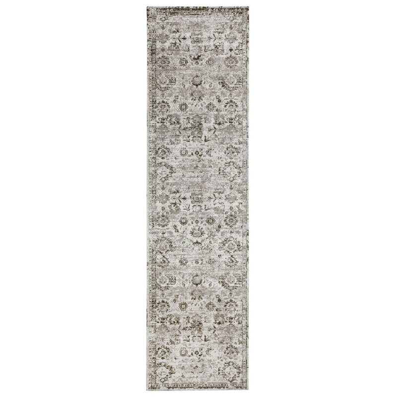 Nousha Cotton and Chenille Floral Rug, Tapis de couloir 2 pi 7 po x 16 pi 1 po