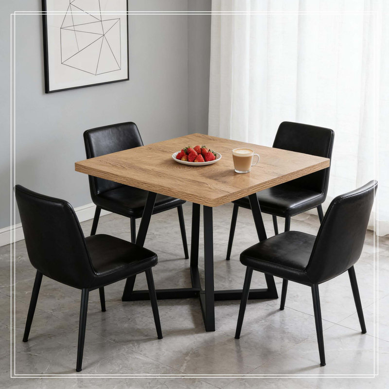 Bureau d'ordinateur carré, table de salle à manger, petite table de conférence, Noir, naturel