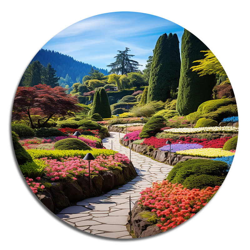 Canada Butchart Gardens I - paysages d'art rond en métal, H 36 po x l 36 po