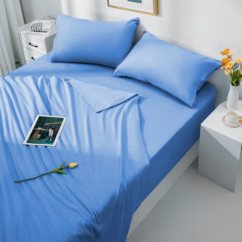 Laurne 200 Thread Count Microfiber Brushed Deep Fitted Bed Sheet, Single (3'), Sky Blue