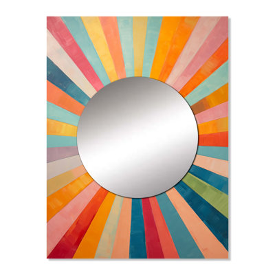 Lavester Colorful Mid Century Optical Serenade I - Midcentury Modern Decorative Mirror, Mid-Century Modern Wall Mirror, Printed Metal Art