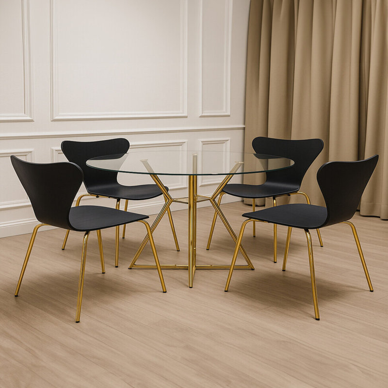 Sergey 49 cm H Plastic Wing Back Stackable Side Chair, Black