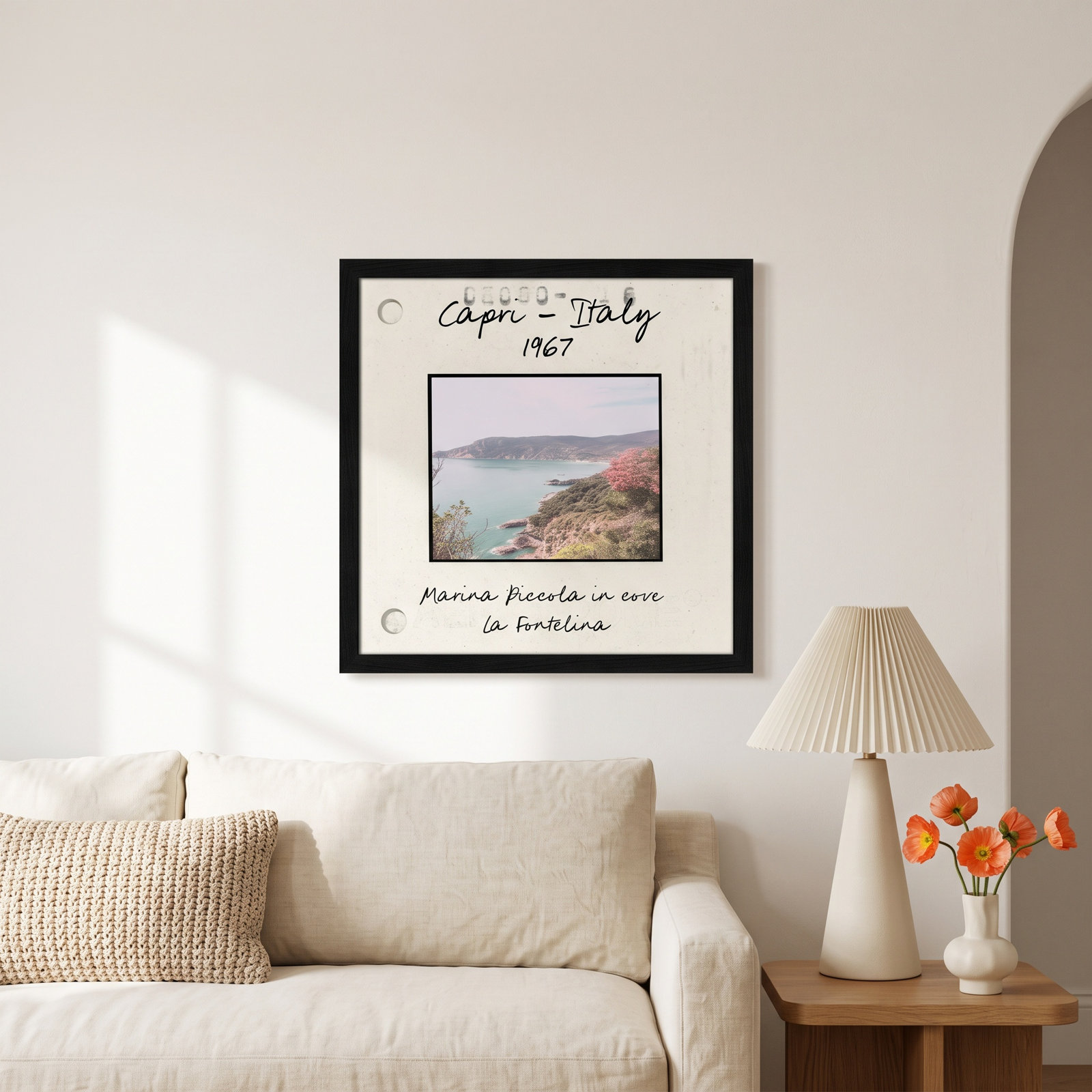 Ritona "Capri, Italy - Marina Piccola" Print, Black Single Picture Framed Paper, 17" H x 17" W x 0.75" D
