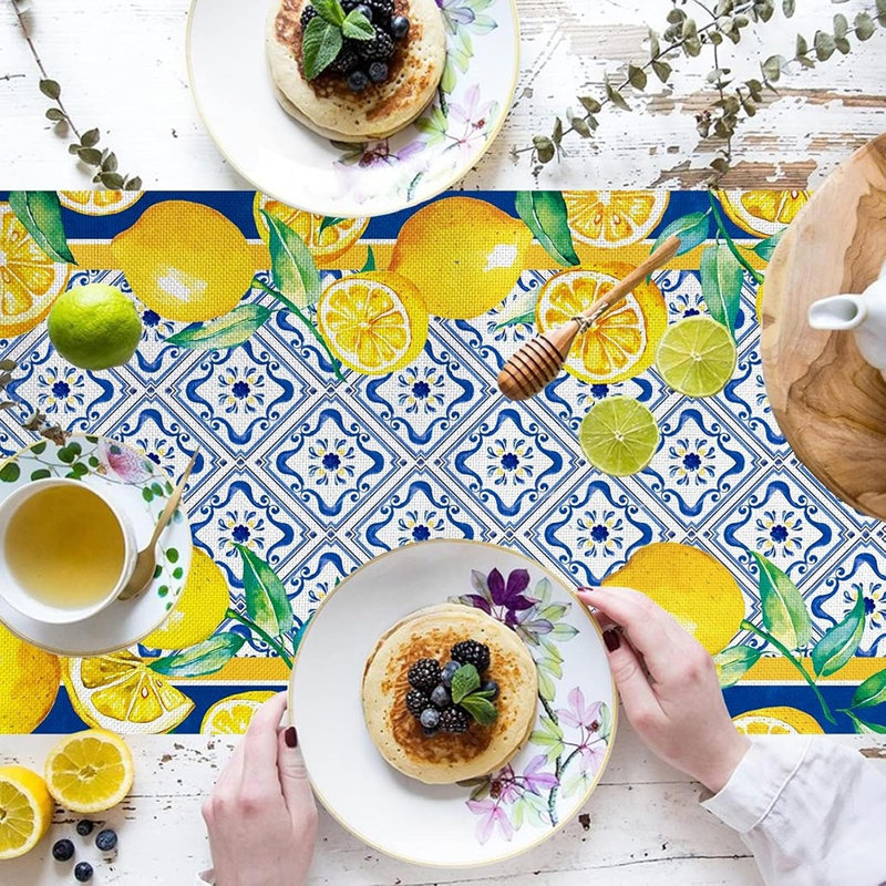Chemin de table Capri Capri bleu citron Italie