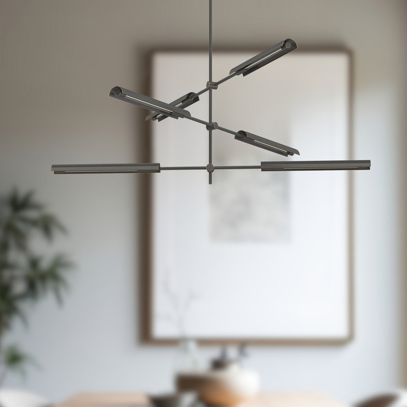 Lustre linéaire moderne Spoutnik 6 lumières Astrid, Bronze urbain