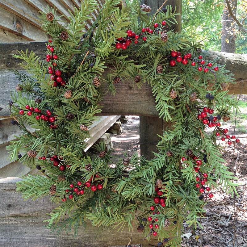Faux Pinecones 24'' Wreath