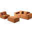 Canapé d'angle modulaire en velours côtelé rouge-orange, convertible en lit, multifonctionnel et spacieux en forme de L, idéal pour les barbecues d'été et les réunions de famille pendant les fêtes.