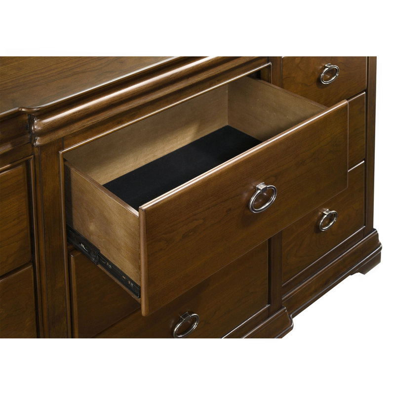 Commode 9 tiroirs avec miroir Brown Cherry