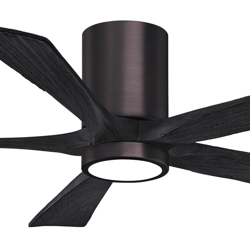 Irene Flushmount Light Kit 5 Blade LED Ceiling Fan, Brushed Bronze, Matte Black, 52"