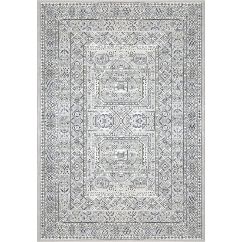 Tapis argenté/gris oriental Attell, Rectangle 5 pi 3 po x 7 pi 7 po