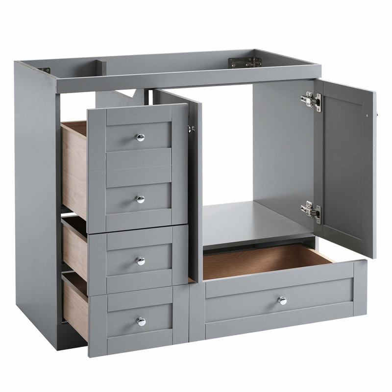 Meuble-lavabo de style Shaker avec rangement spacieux, Gris
