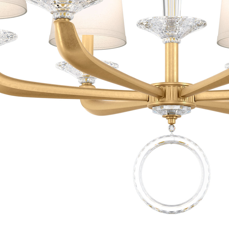Emilea 6 - Light Glass Chandelier, Heirloom Gold