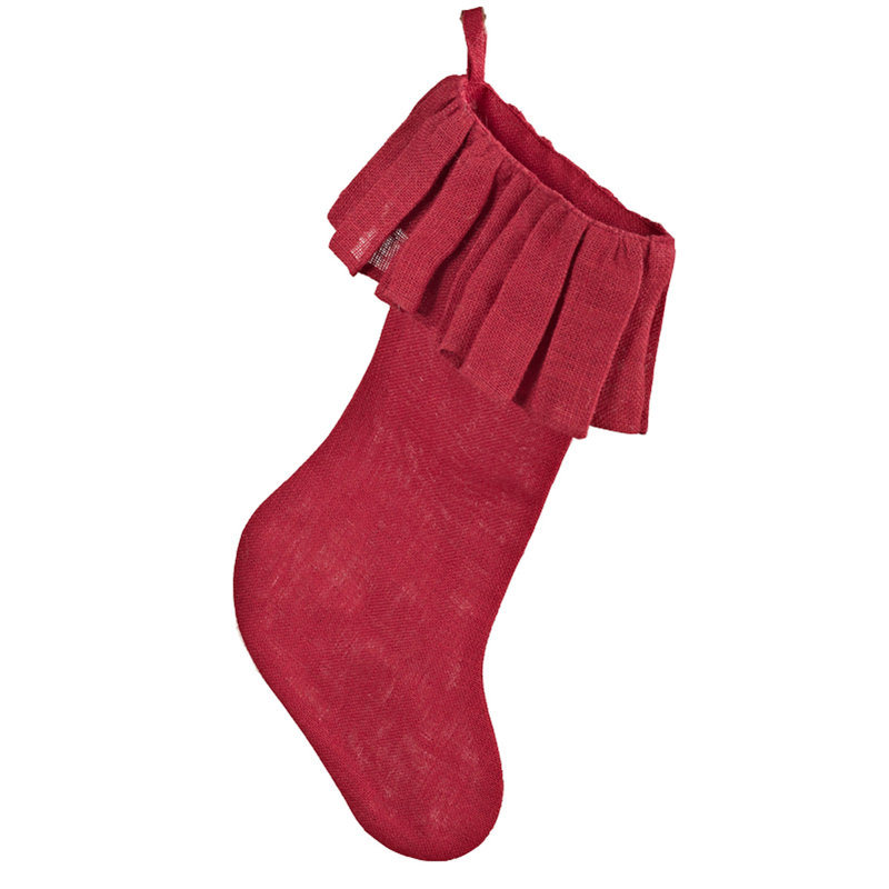 Chaussette de Noël Decor Ruffle, Rouge