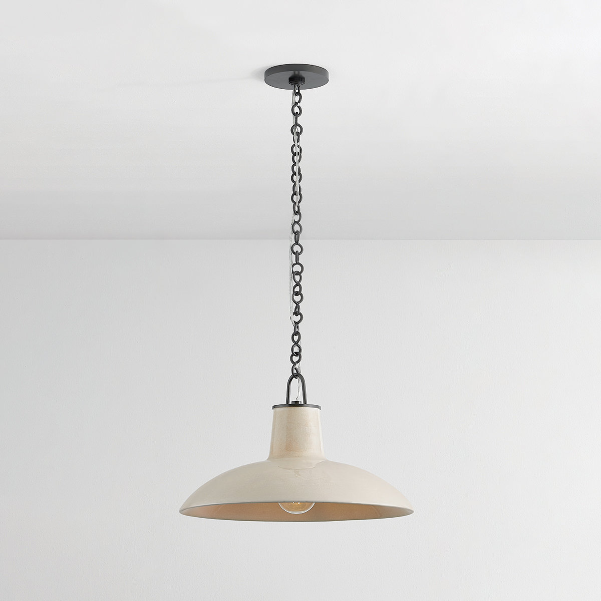 Pottersville Single Pendant, 11.25" H x 18" W x 18" D, Tan, Bronze