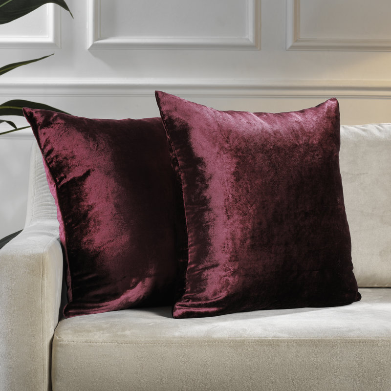 Shiny Velvet Pillow Cover, Acajou, H 12 po x l 20 po, Forme rectangulaire