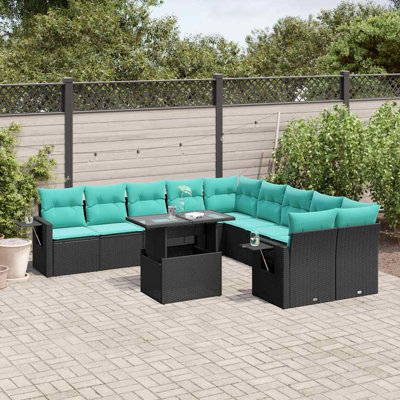  Ensemble de canapé de patio 11 pièces avec coussins en rotin de polyester gris