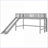 Twin Size Pine Wood &amp; MDF Low Loft Bed with Ladder Slide No Box Spring Gray-891650333