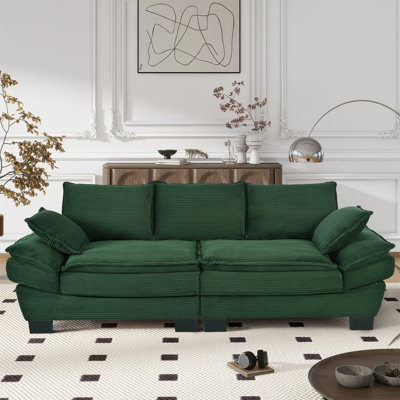 Canapé incurvé moderne de 85,4 pouces avec dossier rembourré, coussins décoratifs, structure durable et confort haut de gamme.