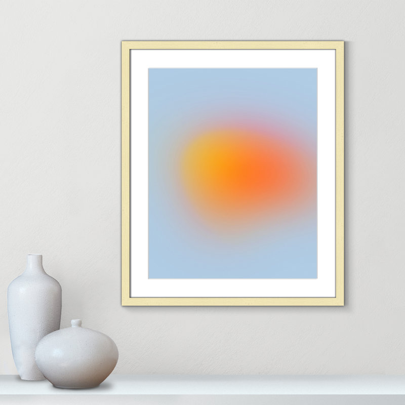 Imprimé néon orange brillant, Oui, Cadre photo doré simple, H 25,5 po x l 21,5 po x P 1,25 po