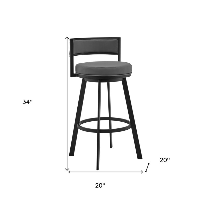 Chaise pivotante grise en faux cuir, Noir, Tabouret de comptoir (siège d'une hauteur de 26 p
