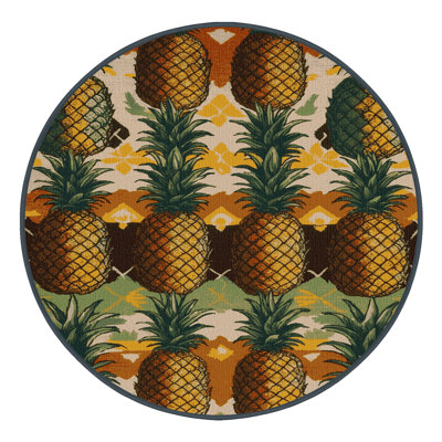  Washable Pineapples Hawaiian Area Rug