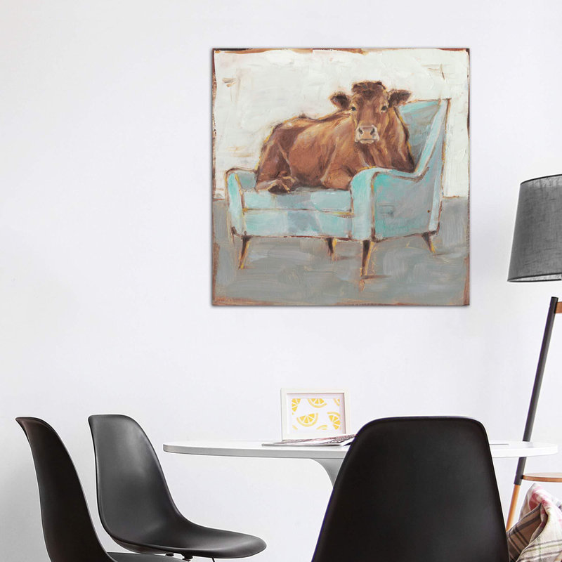 «Moo-ving in IV» par Ethan Harper - reproduction d'art encadrée, Toile tendue, H 48 po x l 48 po x P 1,5 po