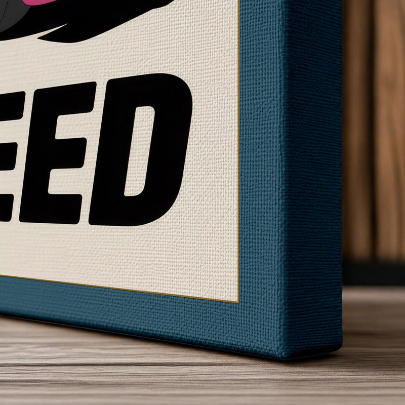 Stacked Speed Retro - Wrapped Canvas, 36x24 - 91.4 x 61.0 cm, Teal Border